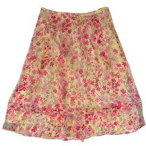 St. John Sport 100% Silk Flora Midi Skirt